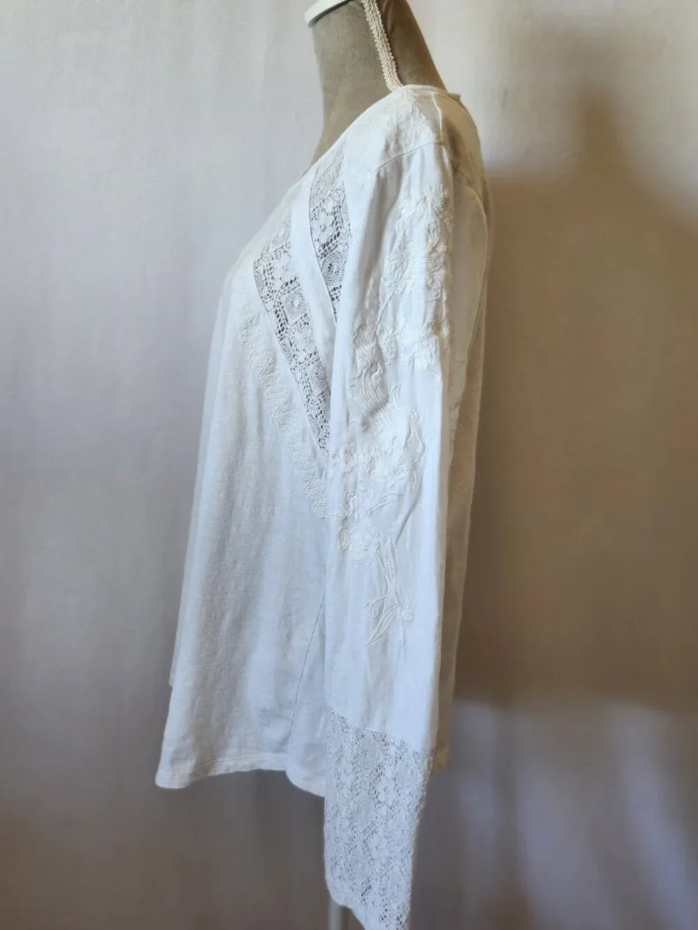 Sundance Women's Size XL White Embroidered Long Sleeve Crochet Lace Blouse Top - Picture 11 of 15